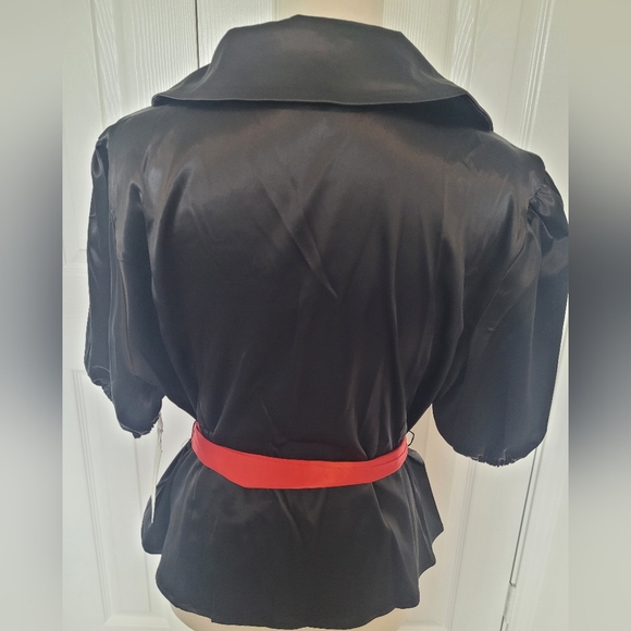 Unique Vintage Black and Red Lock & Key sashed blouse size 1X NWT - Picture 3 of 8